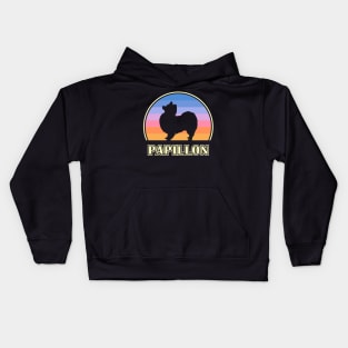 Papillon Vintage Sunset Dog Kids Hoodie